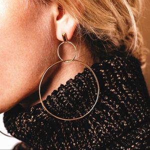 3/$30 Double Circle Gold Plated Hoop Earrings